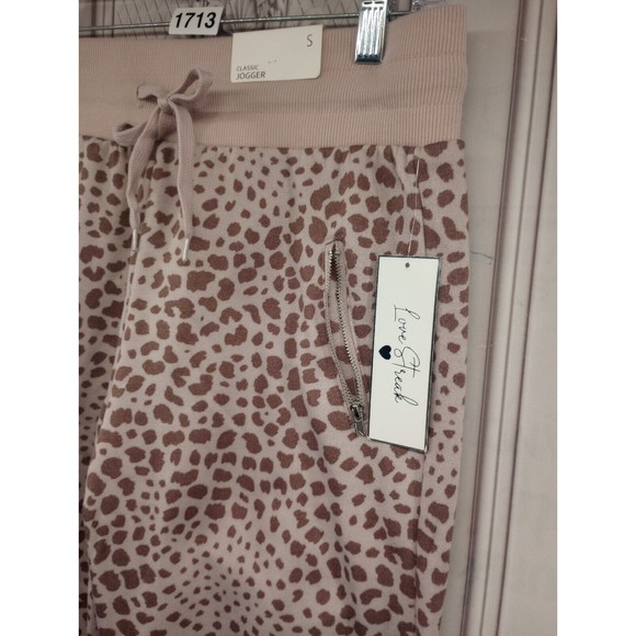 NWT Love Streak Classic Jogger Sweatpants Women's SZ S Pink Animal Print Pockets - Picture 6 of 16